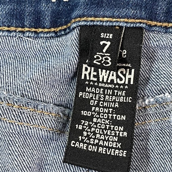 REWASH Vintage Reunion Destructed Denim Mini Skirt Size 28 - Picture 6 of 8